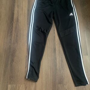 Adidas Women’s Black Joggers with White Stripes and Pockets